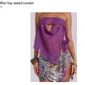 Jaded London Purple Strapless Chiffon Blouse
